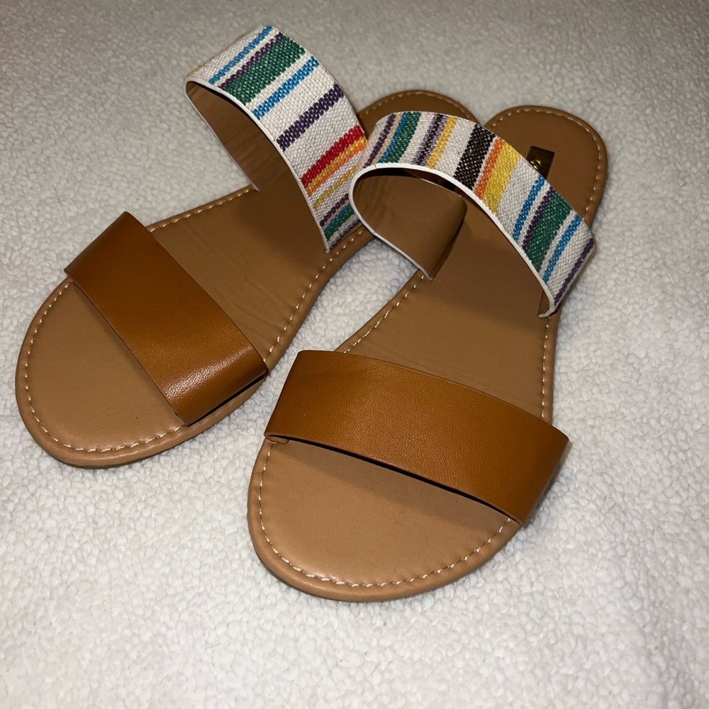 Qupid Tan and Multicolor Women's Sandals